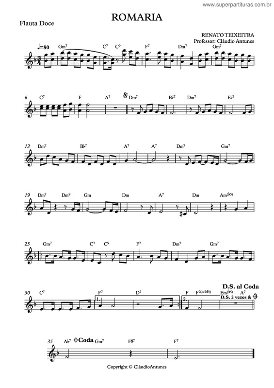 Partitura da música Romaria v.3