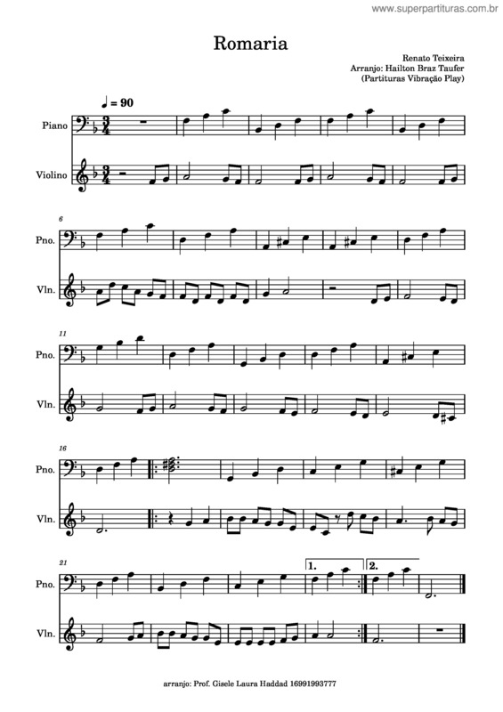 Partitura da música Romaria v.7