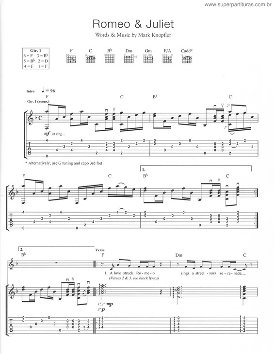 Partitura da música Romeo & Juliet v.2