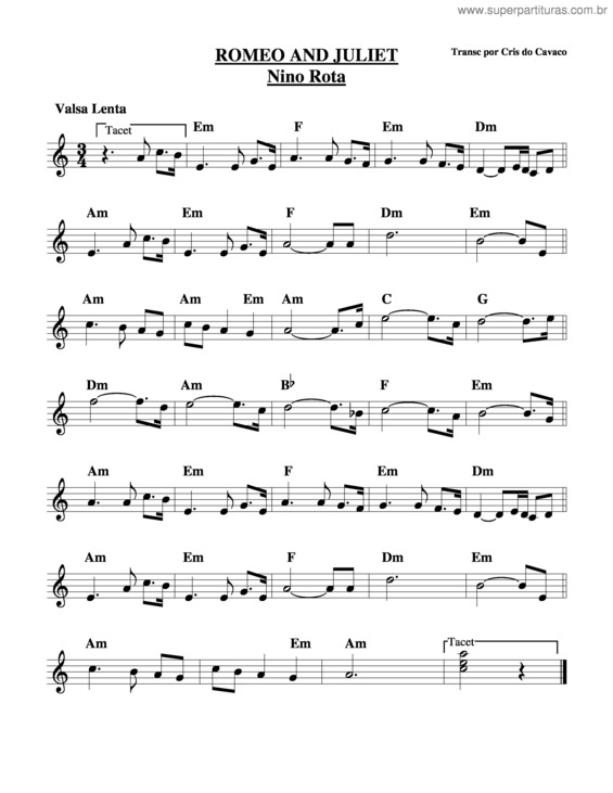 Partitura da música Romeo And Juliet v.5