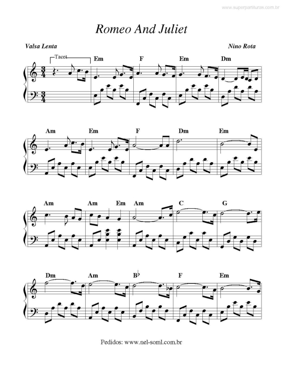 Partitura da música Romeo and Juliet