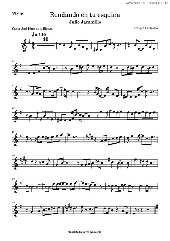 Partitura da música Rondando En Tu Esquina