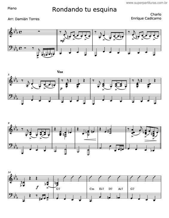 Partitura da música Rondando Tu Esquina – Lucho Barrios