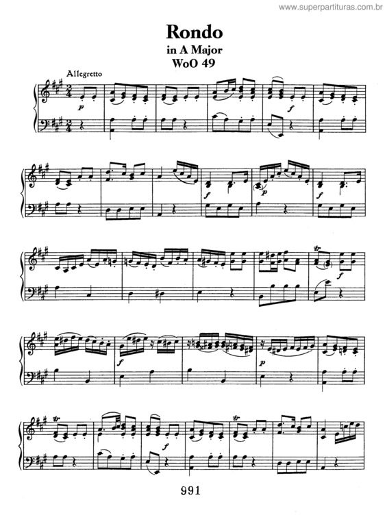 Partitura da música Rondo in A