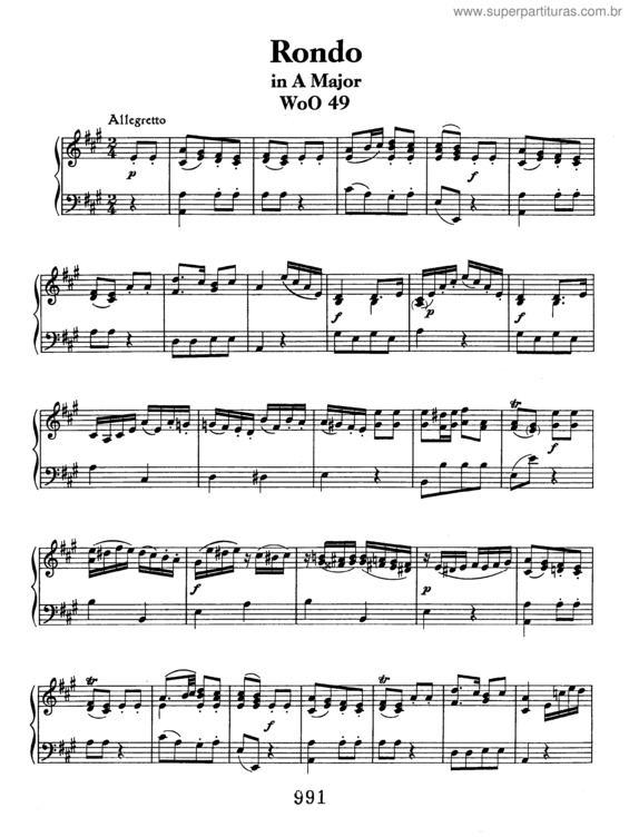 Partitura da música Rondo in A