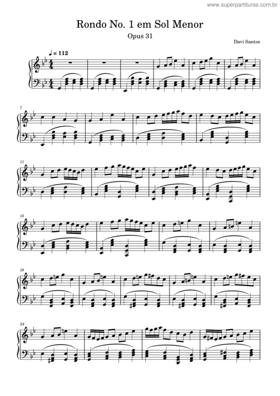 Partitura da música Rondo No. 1 Em Sol Menor, Opus 31 – Davi Santos