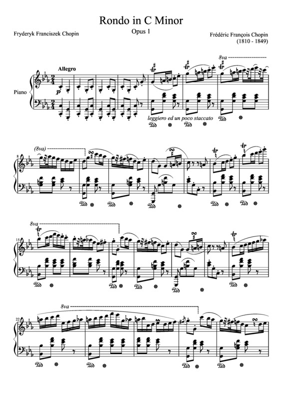 Partitura da música Rondo Opus 1 In C Minor