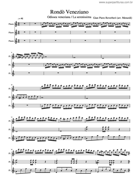Partitura da música Rondò Veneziano