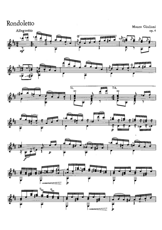 Partitura da música Rondoletto (Op 4)