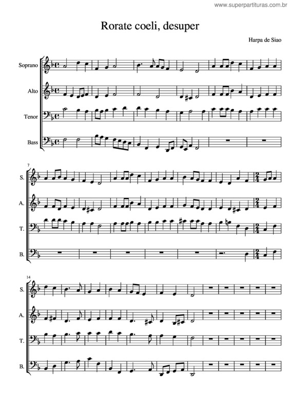 Partitura da música Rorate Coeli, Desuper