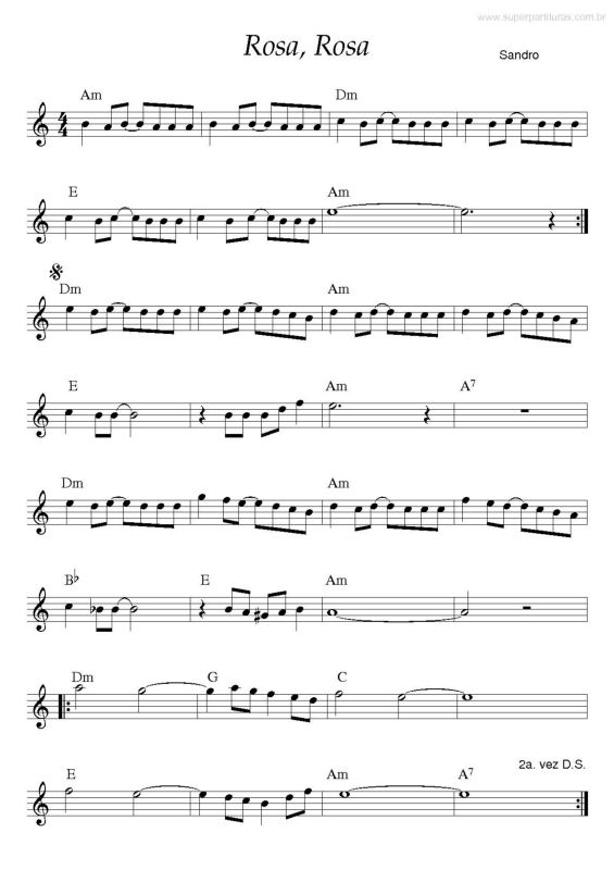 Partitura da música Rosa, Rosa