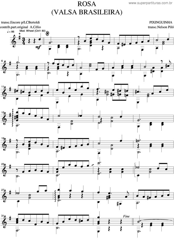 Partitura da música Rosa 