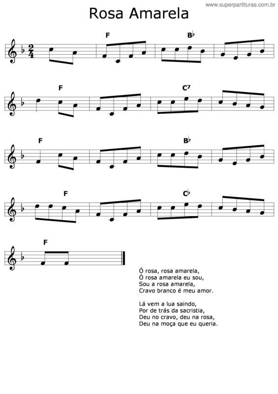 Partitura da música Rosa Amarela v.5