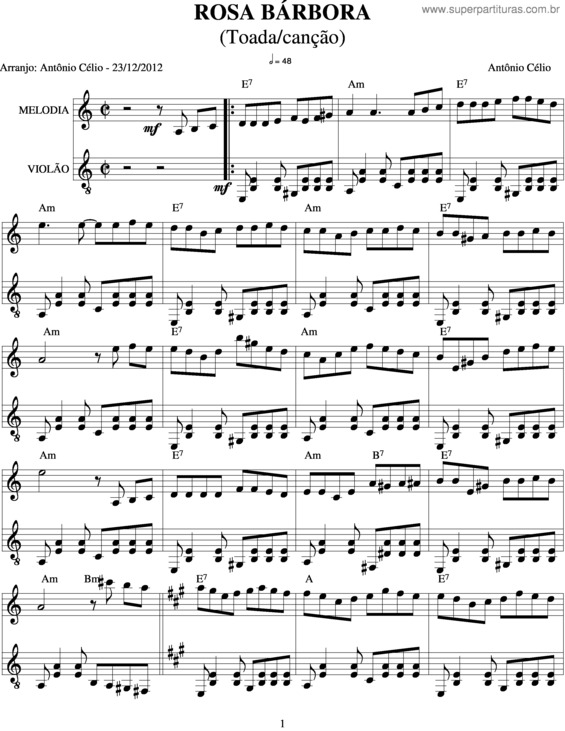 Partitura da música Rosa Bárbara v.3