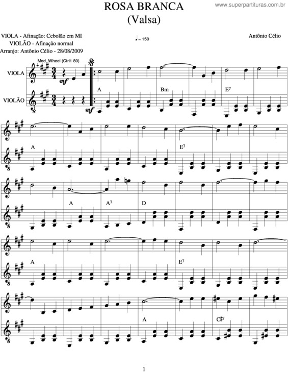 Partitura da música Rosa Branca v.2