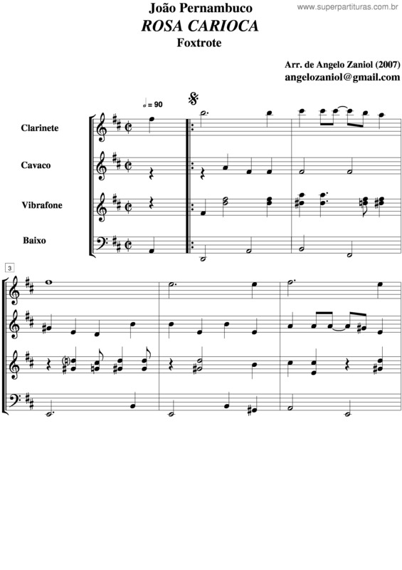 Partitura da música Rosa Carioca