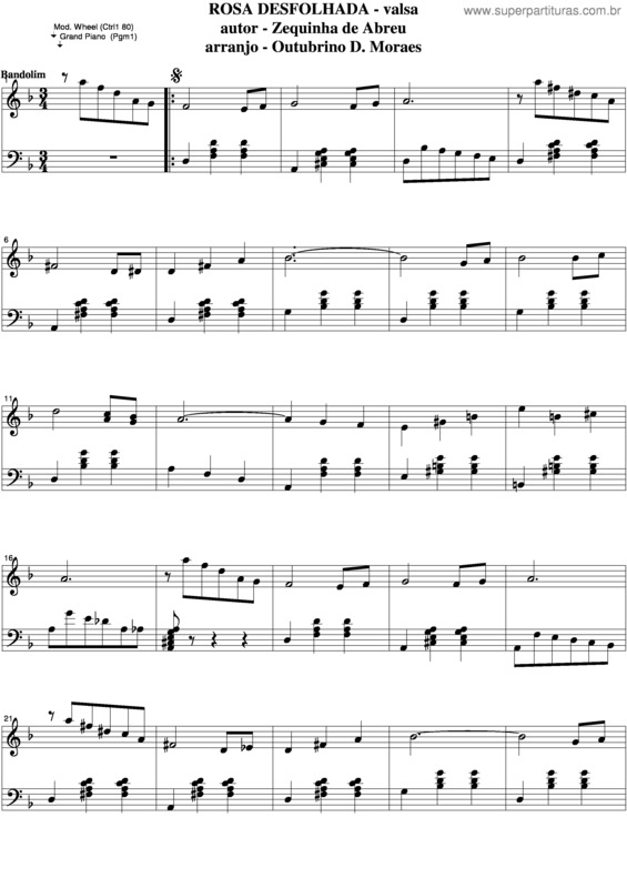 Partitura da música Rosa Desfolhada v.5