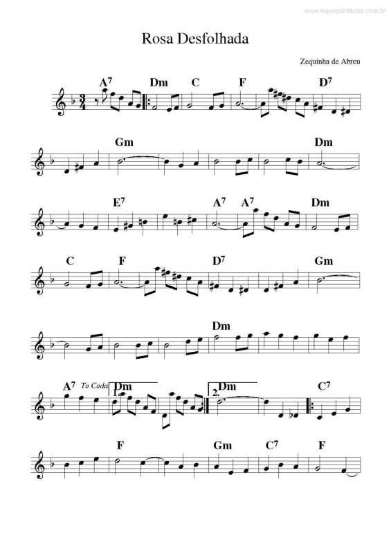 Partitura da música Rosa Desfolhada