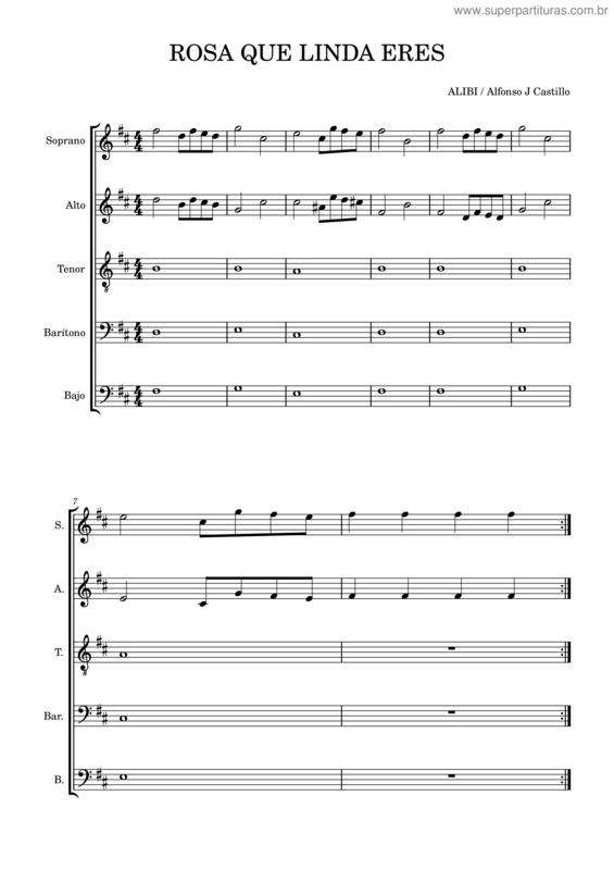 Partitura da música Rosa Que Linda Eres