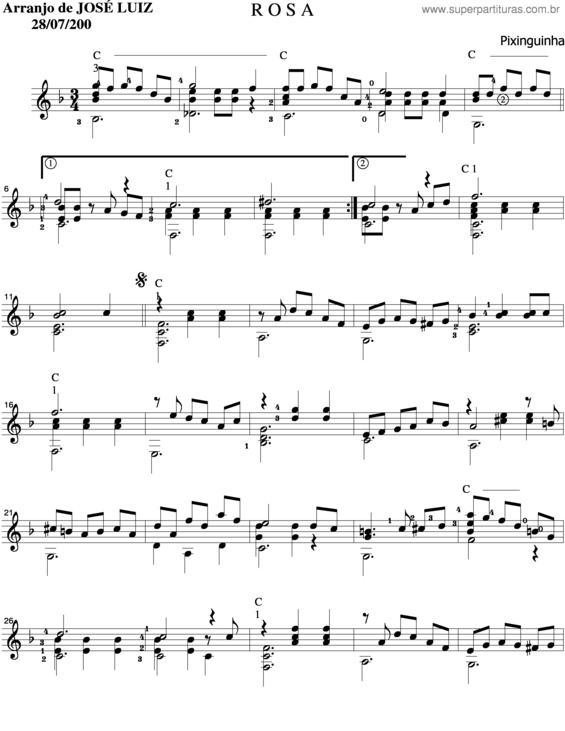 Partitura da música Rosa v.7