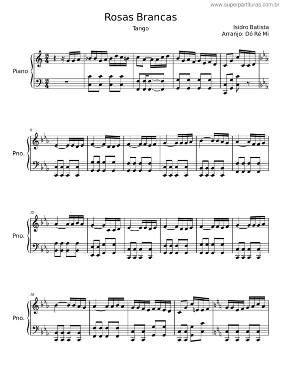 Partitura da música Rosas Brancas – Isidro Batista