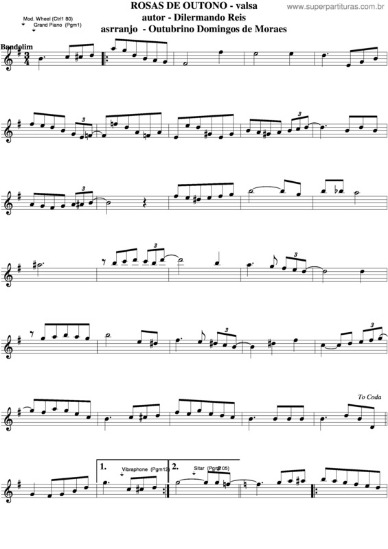 Partitura da música Rosas De Outono v.3