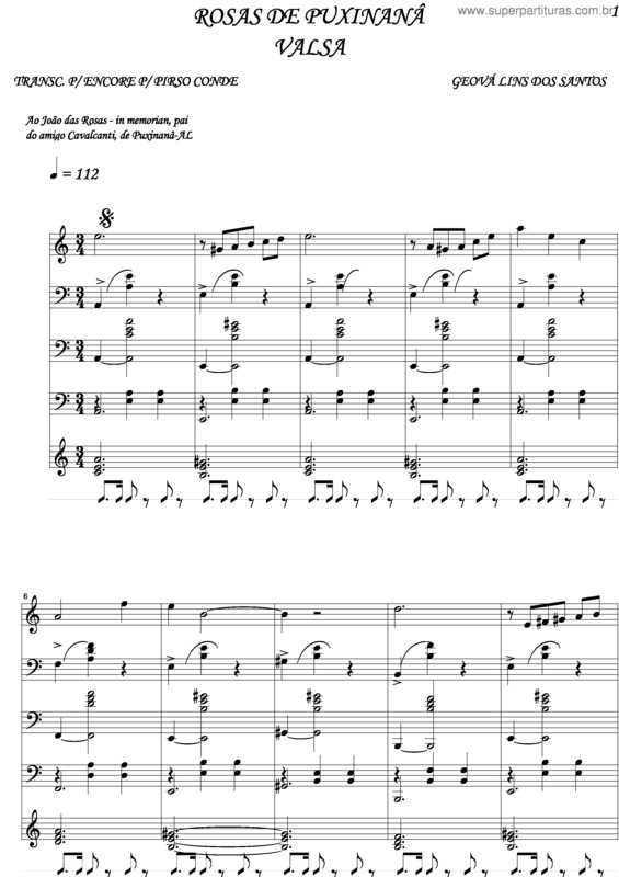 Partitura da música Rosas De Puxinanâ