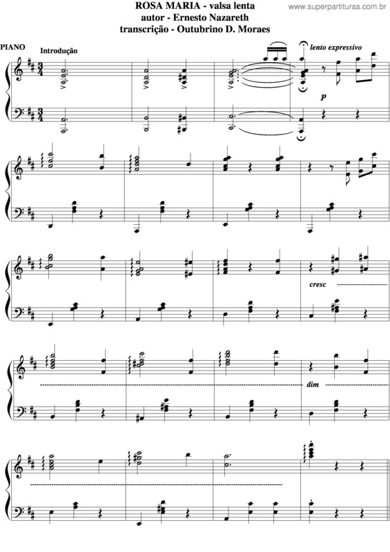 Partitura da música Rosas Maria