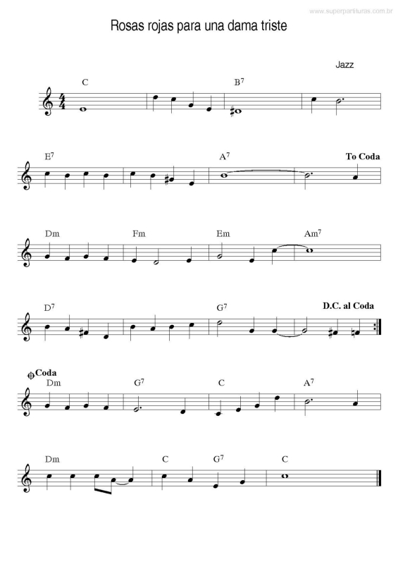 Partitura da música Rosas Rojas para uma Dama Triste