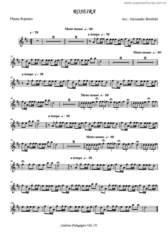 Partitura da música Roseira v.2