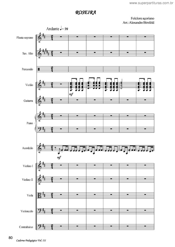 Partitura da música Roseira