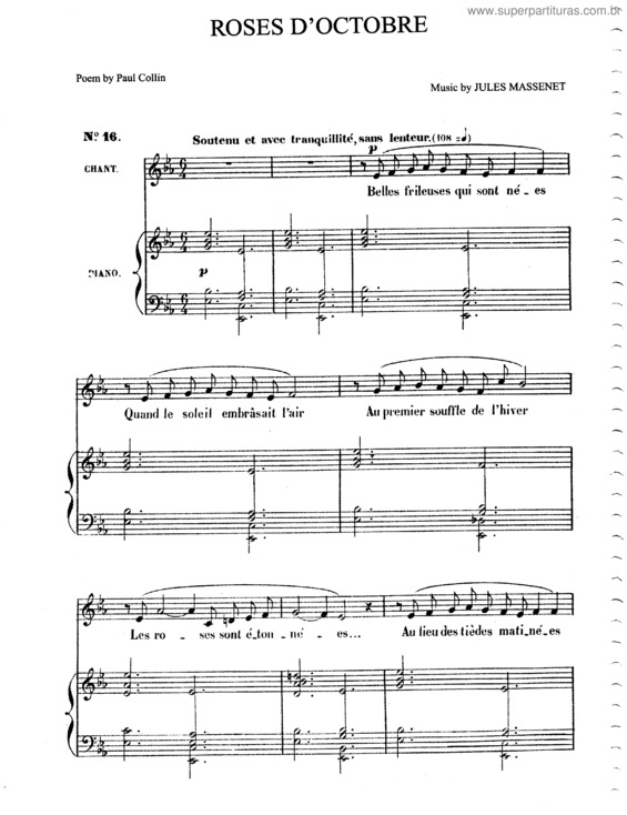 Partitura da música Roses d’Octobre