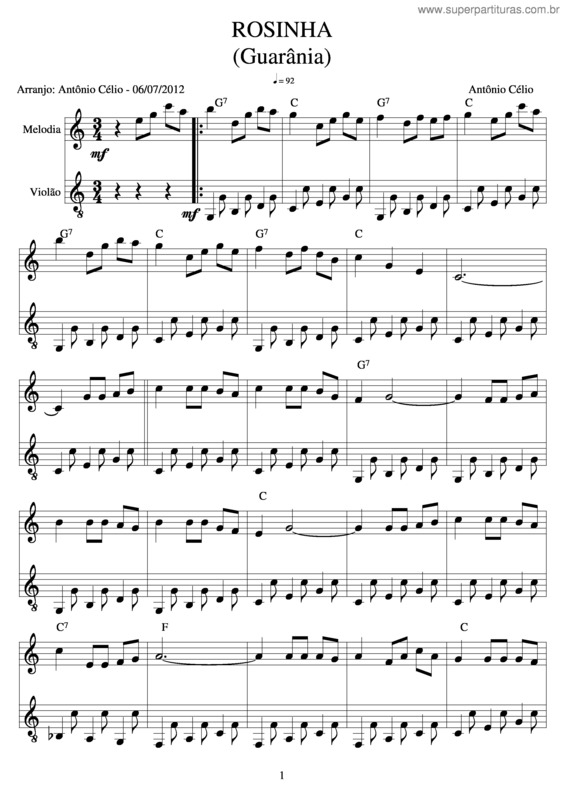 Partitura da música Rosinha v.7