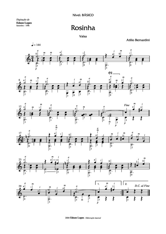 Partitura da música Rosinha v.8