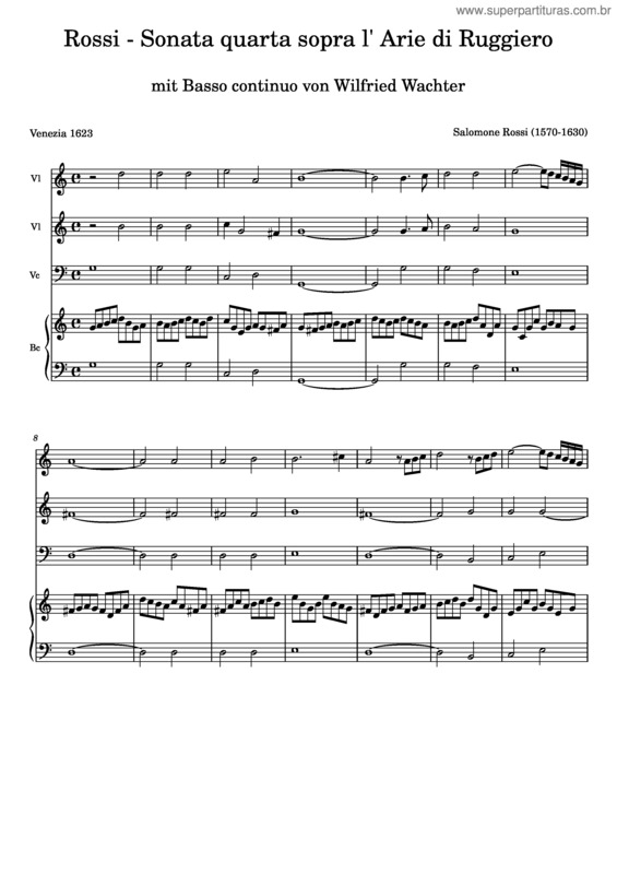 Partitura da música Rossi – Sonata Quarta – Sopra L`Arie Di Ruggiero