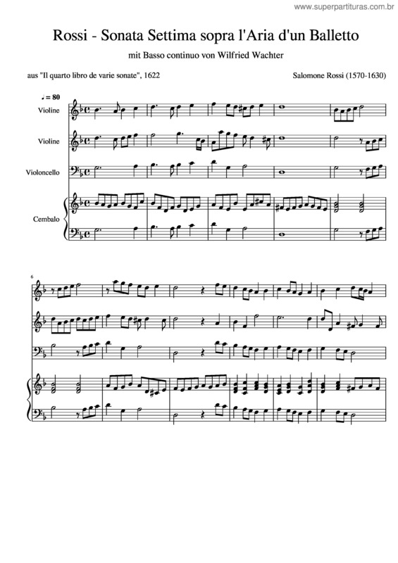 Partitura da música Rossi – Sonata Settima Sopra L`Aria D`Un Balletto