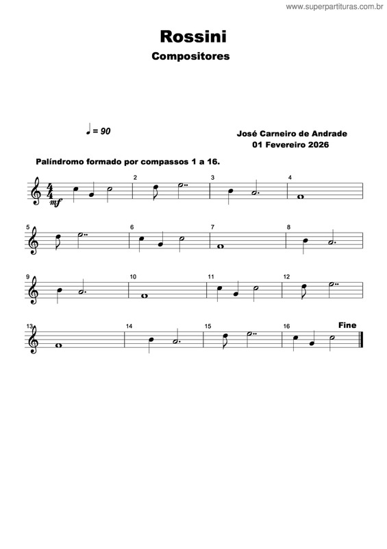Partitura da música Rossini