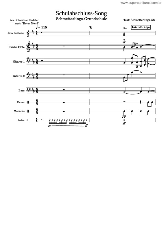 Partitura da música Roter Mond – Die Irrlichter Schulabschluss–Song In H–Moll