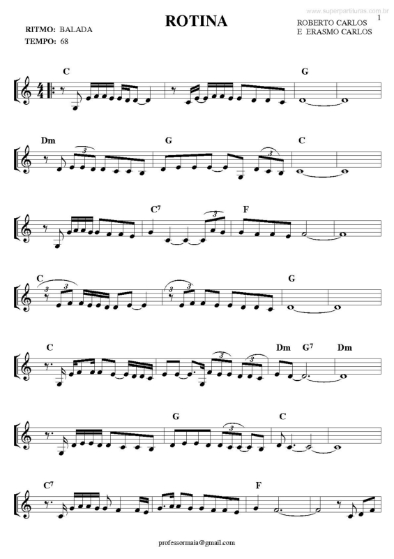 Partitura da música Rotina