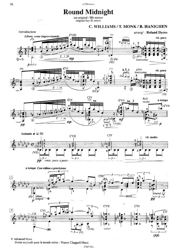 Partitura da música Round Midnight v.3