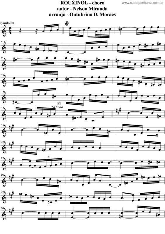 Partitura da música Rouxinol v.2