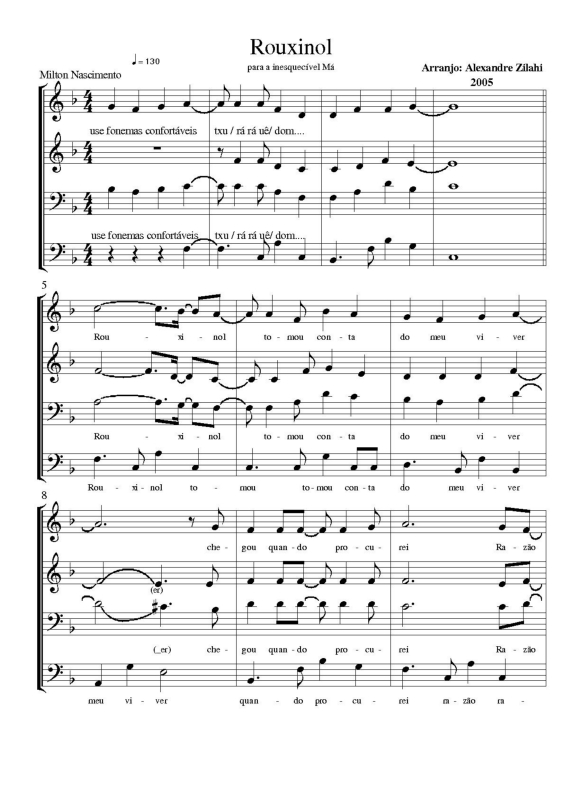 Partitura da música Rouxinol