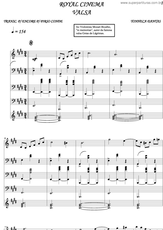 Partitura da música Royal Cinema v.3