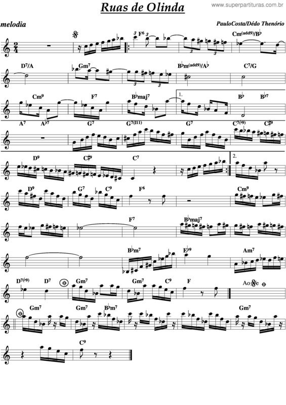 Partitura da música Ruas De Olinda