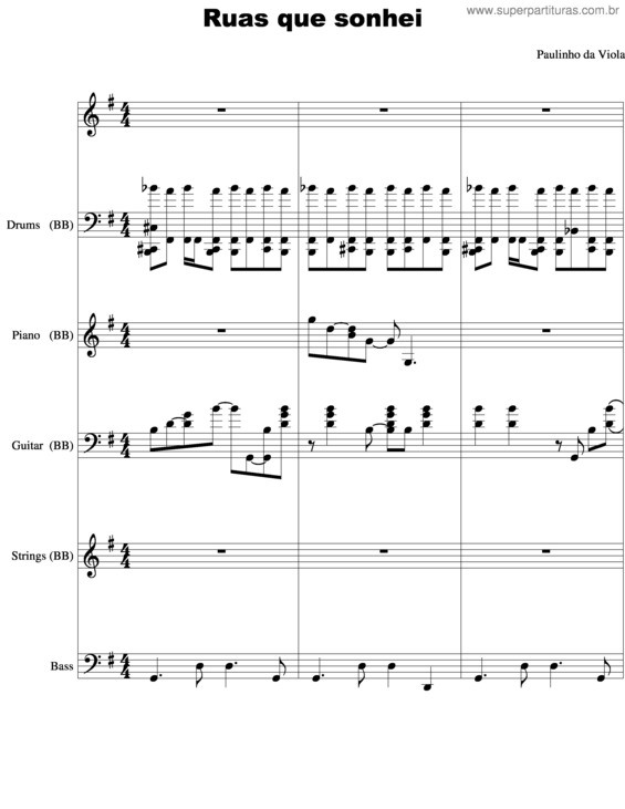 Partitura da música Ruas Que Sonhei