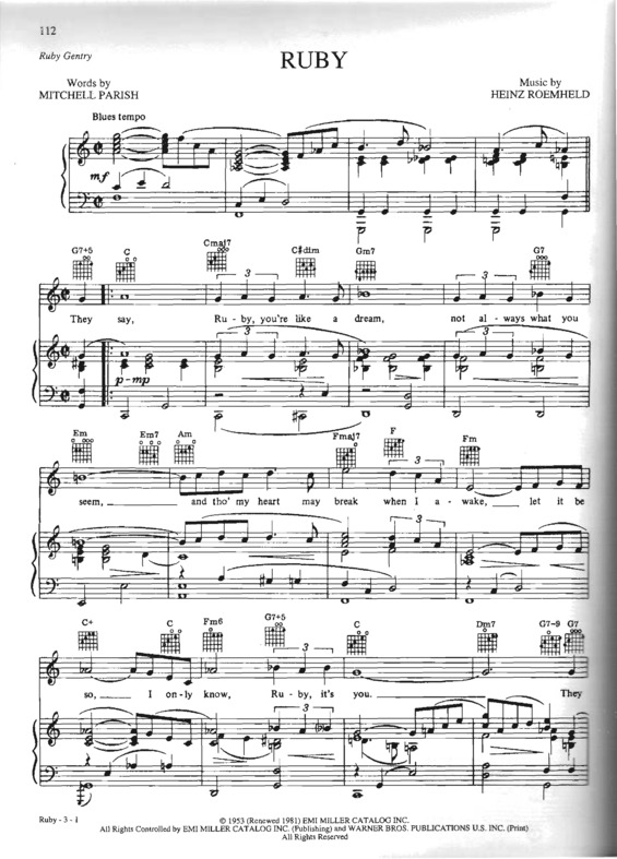 Partitura da música Ruby v.2