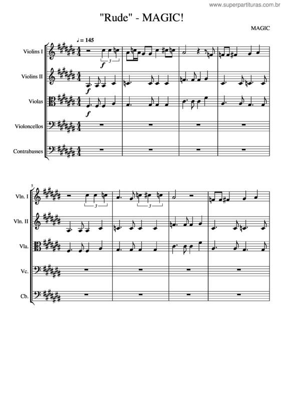 Partitura da música Rude  – Magic!