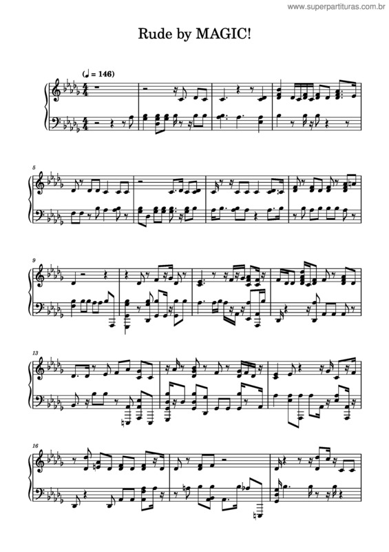 Partitura da música Rude – Magic! – Magic