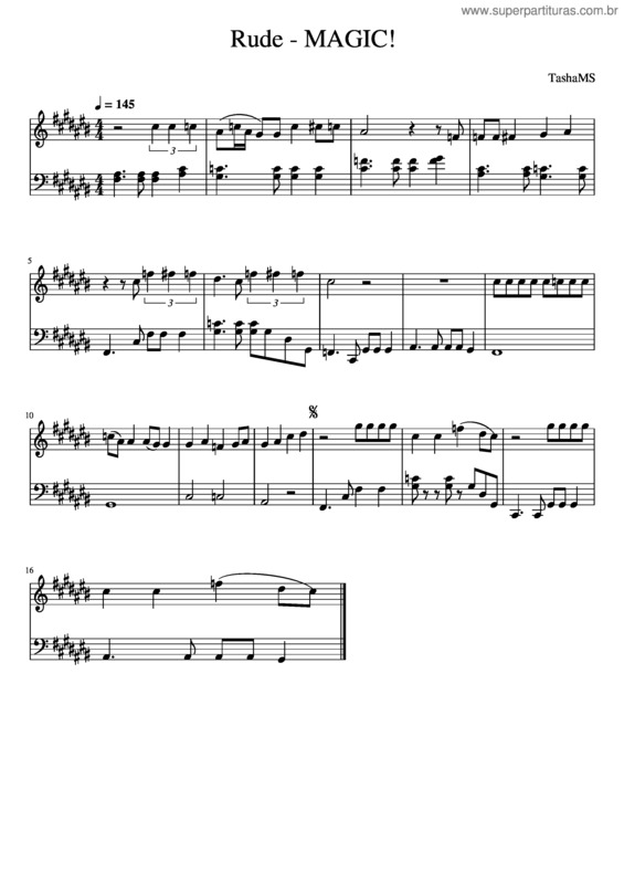 Partitura da música Rude – Magic! Rude