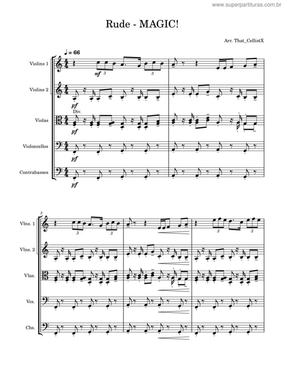 Partitura da música Rude – Magic! v.3